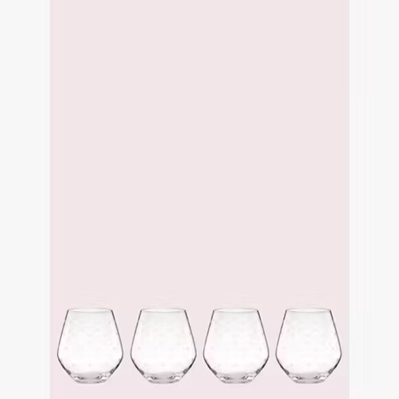 NIB kate spade Lenox Collab Larabee Dot Crystal Stemless 12oz Wine Glass (Set 4) - Picture 7 of 7